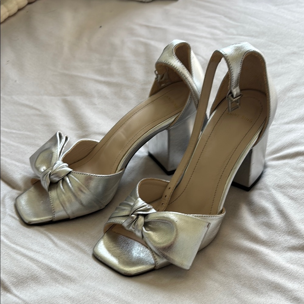 Anine Bing Silver Bow Heels